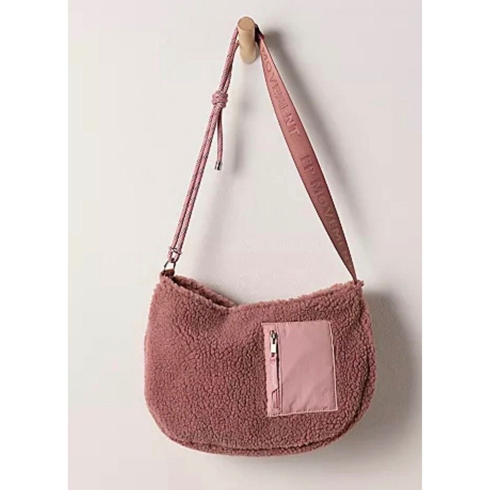 FP Movement Free People Slopes Sherpa Sling Bag Pink Dusty Rose 103840369 NWT